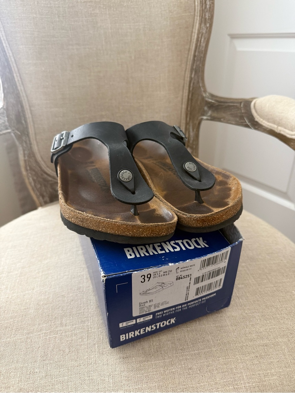 Birkenstock Black Gizeh Thong Sandals